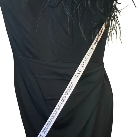 New MAC DUGGAL Feather One-Shoulder Draped Front Dress 78147 Women's 2 - Picture 7 of 13